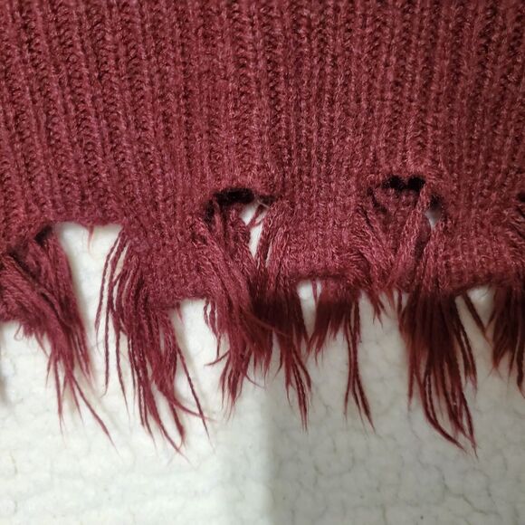 Cute Slouchy Fringed Green Camel White and Maroon Long Sleeved Sweater Size 3X - Picture 11 of 15